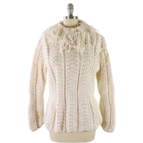 The Sweater Venture Sweaters - NWT The Sweater Venture Off-White Oliva in Desigual Wool Fringe Neckline Sweater